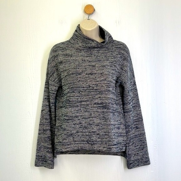 Madewell - Navy & White Tweed Mock-neck Long Sleeve Textured Top Size XS - Picture 2 of 10
